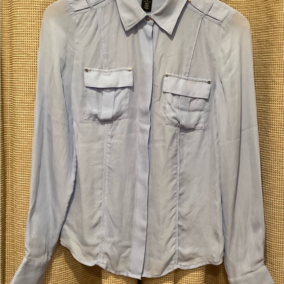 White House Black Market Light Blue Silk Blouse, Size 4 - Picture 2 of 8